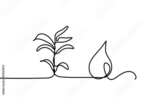 Abstract drop as line drawing on white background. Vector