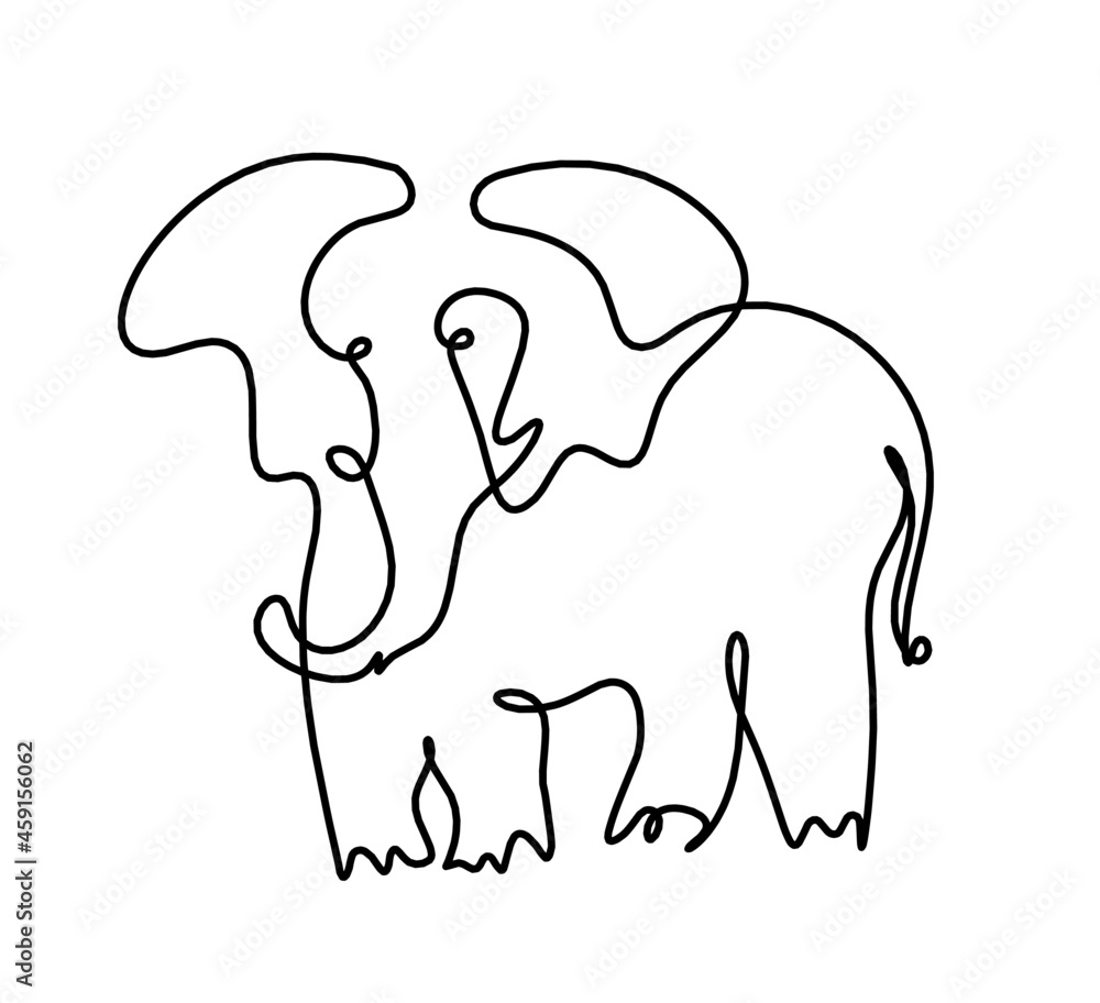 Silhouette of abstract elephant as line drawing on white. Vector Silhouette of abstract elephant as line drawing on white. Vector