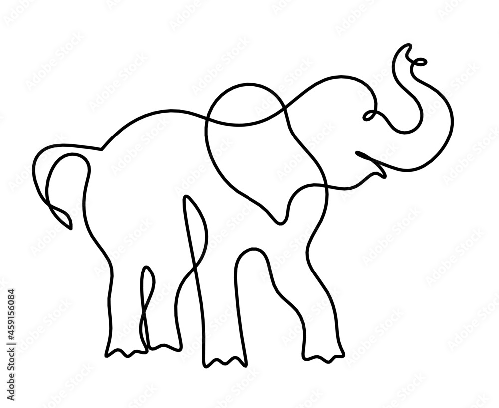 Silhouette of abstract elephant as line drawing on white. Vector Silhouette of abstract elephant as line drawing on white. Vector