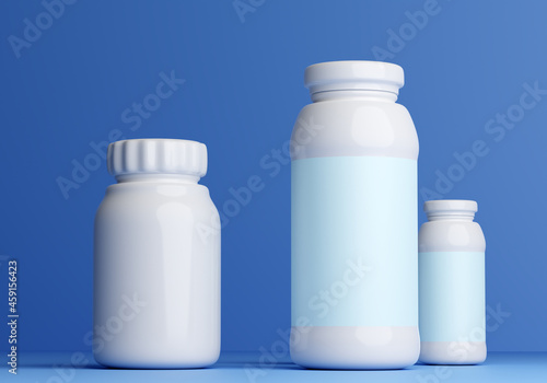 White bottles. Plastic dish...