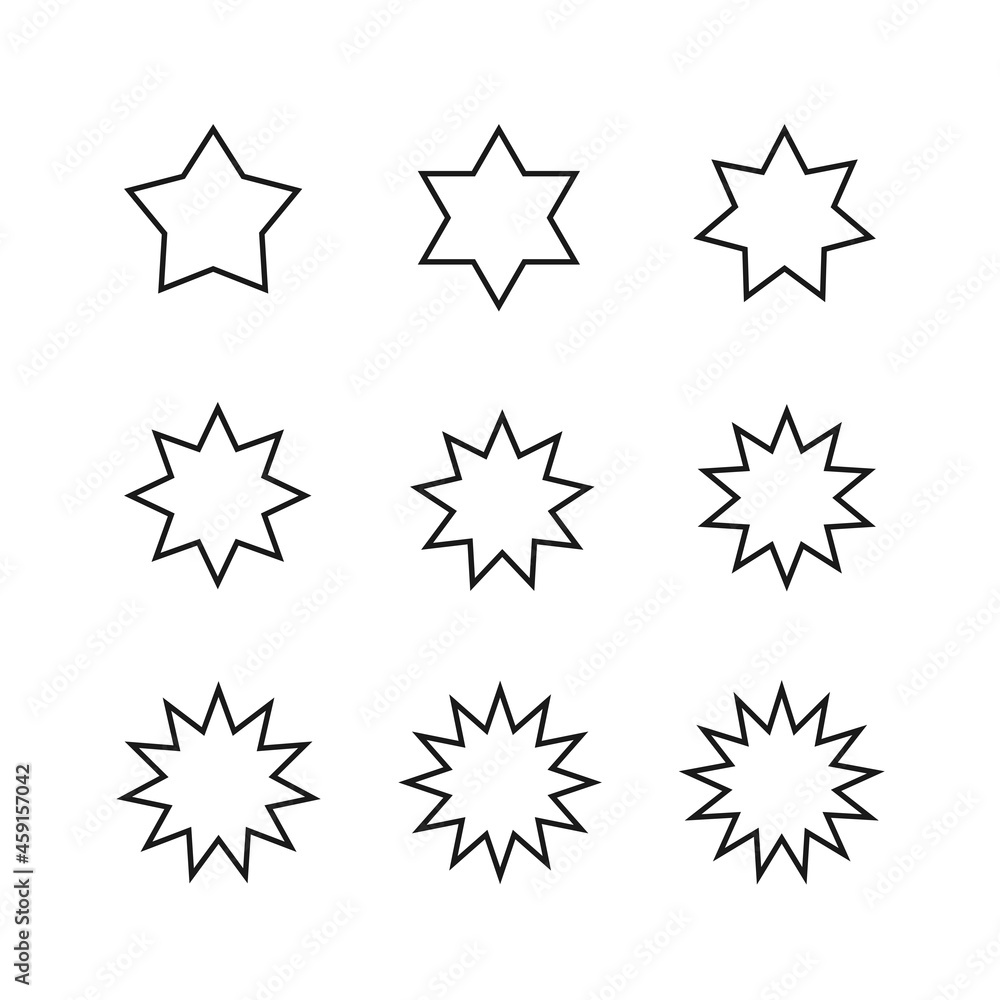 Retro set with set black starburst badges on white background for promo design. Illustration with set black starburst badges on black background. Special offer symbol. Discount tag badge shape. Simple Retro set with set black starburst badges on white background for promo design. Illustration with set black starburst badges on black background. Special offer symbol. Discount tag badge shape. Simple