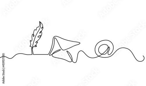 Abstract paper envelope as line drawing on white background. Vector