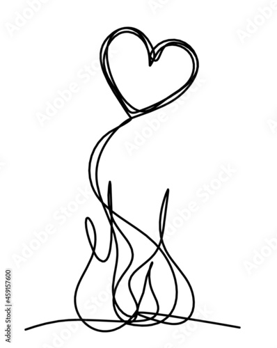 Abstract fire as line drawing on white background. Vector