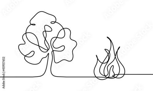 Abstract fire as line drawing on white background. Vector