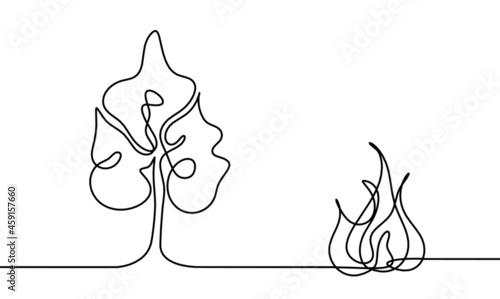 Abstract fire as line drawing on white background. Vector