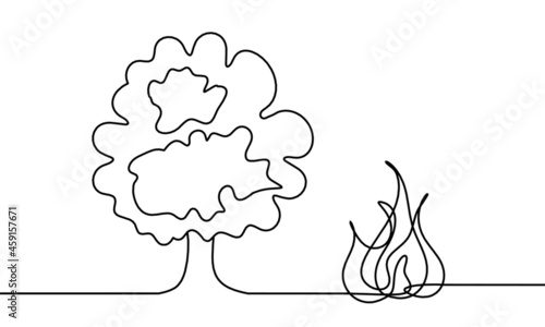 Abstract fire as line drawing on white background. Vector
