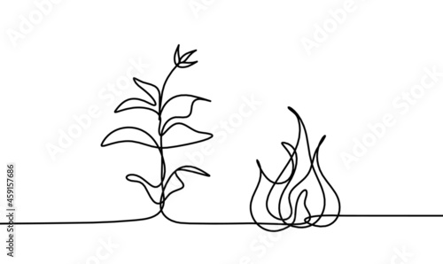 Abstract fire as line drawing on white background. Vector