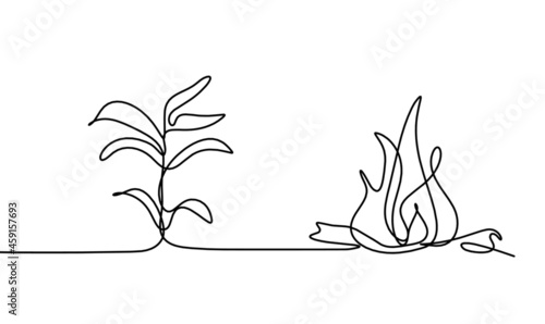 Abstract fire as line drawing on white background. Vector