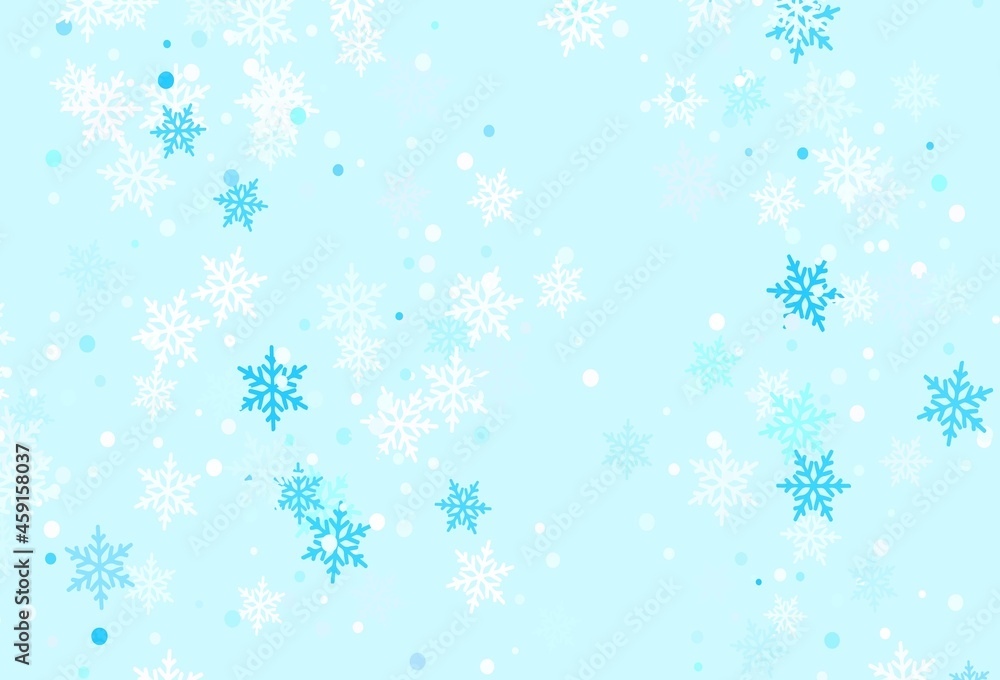 Light Pink, Blue vector background with xmas snowflakes.