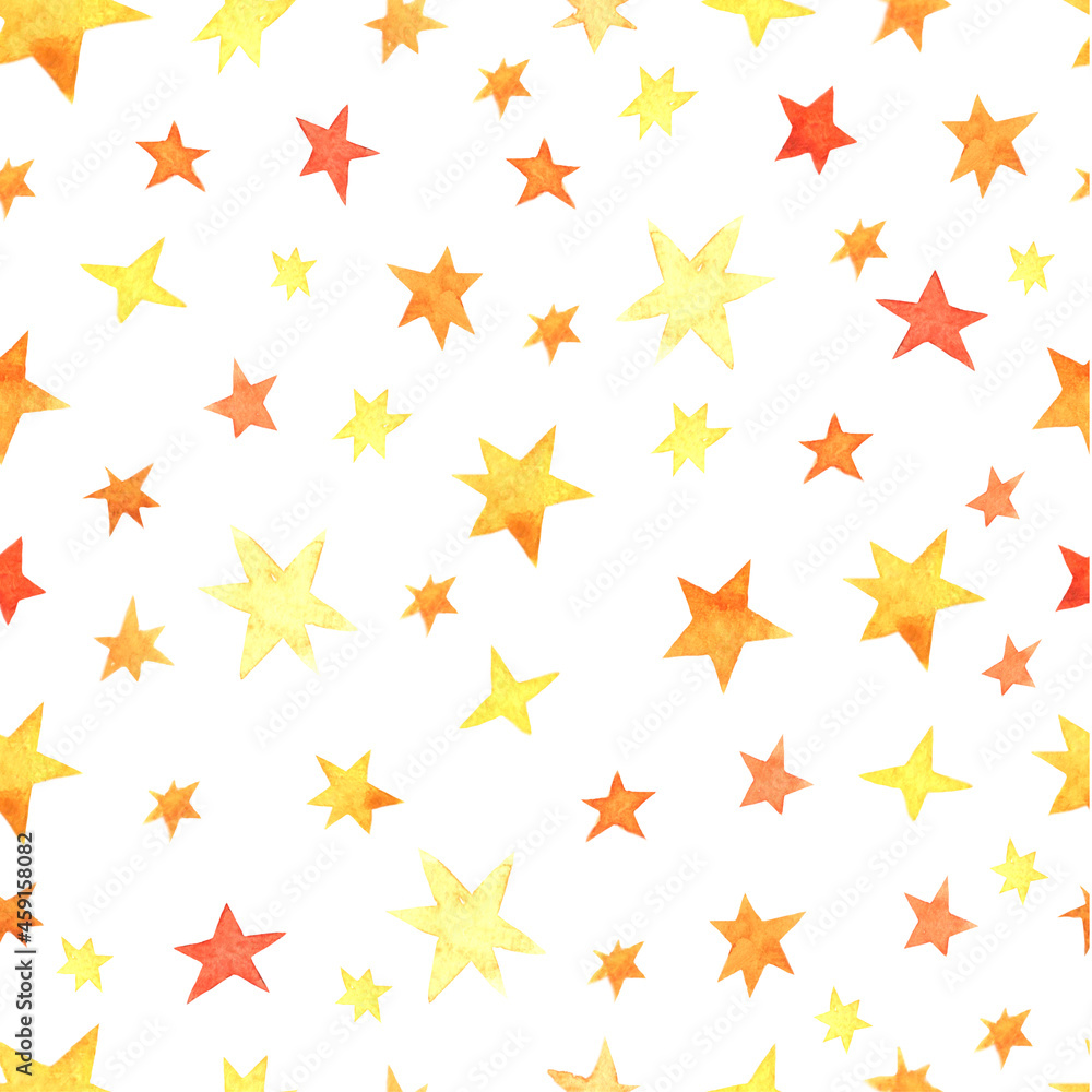 watercolor seamless pattern, stars in the sky, yellow cosmic stars, children's illustration is ideal for a printer on fabric and paper watercolor seamless pattern, stars in the sky, yellow cosmic stars, children's illustration is ideal for a printer on fabric and paper