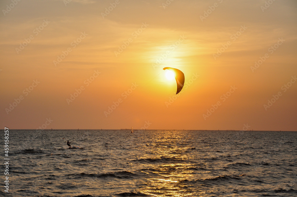 kite surfing in the sea