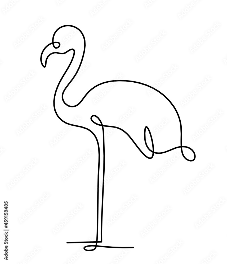 Silhouette of abstract flamingo as line drawing on white. Vector Silhouette of abstract flamingo as line drawing on white. Vector
