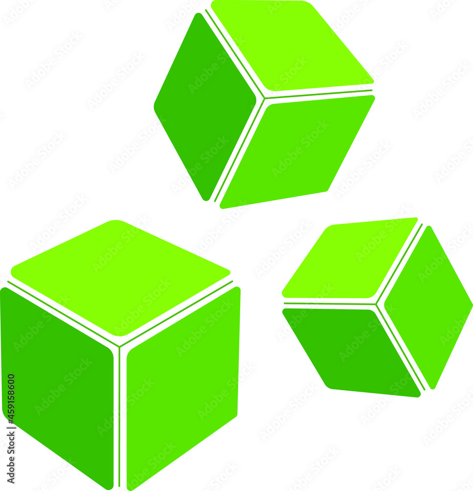 Three green eco cubes vector icon on white background
Three green eco cubes vector icon on white background