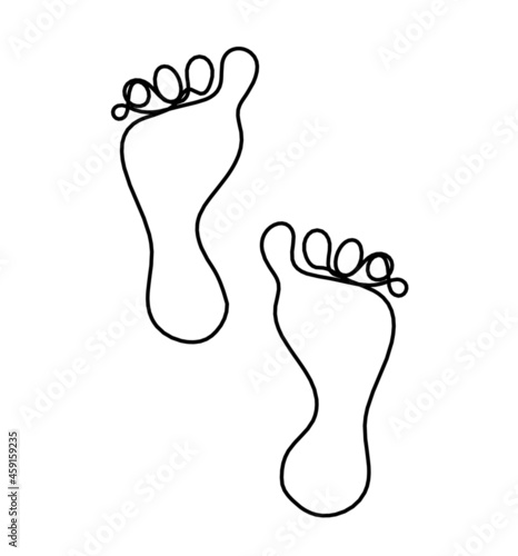 Silhouette of abstract foot as line drawing on white. Vector