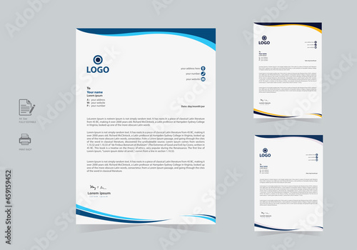 Elegant & Abstract Company Letterhead Template Design in Minimalist Style Vector File