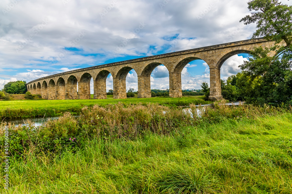 A view towards the Arthington Viaduct in Yorkshire, UK in summertime