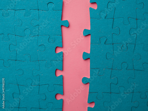Fotobehang A gap, a crack in the puzzle block