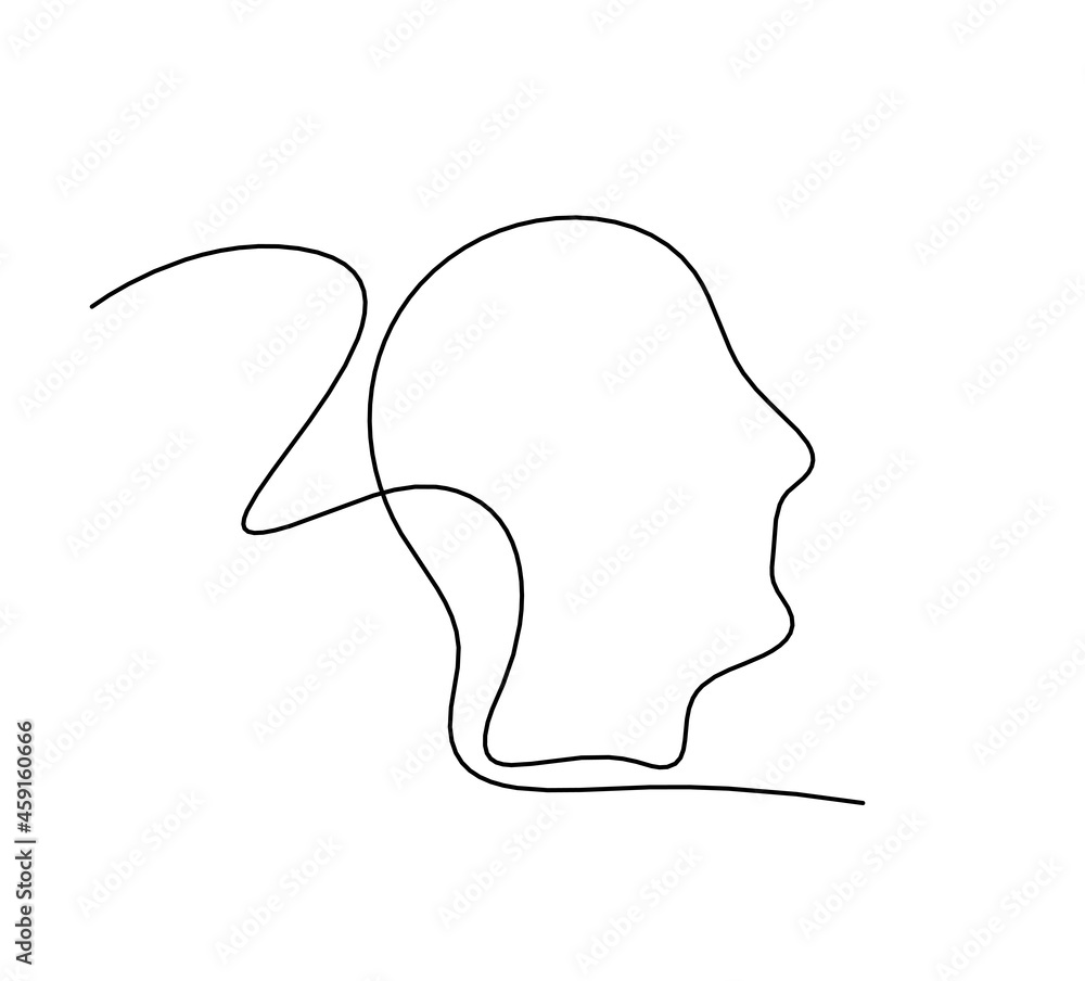 Man silhouette profile as line drawing on white background Man silhouette profile as line drawing on white background
