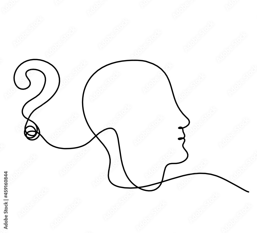 Man silhouette profile as line drawing on white background. Vector Man silhouette profile as line drawing on white background. Vector