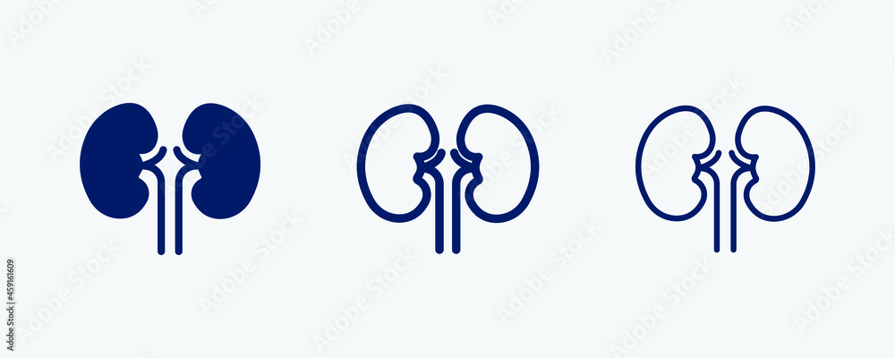 Kidney icon set isolated symbol in different style illustration. organ vector icons designed in filled, outline, line and stroke style Kidney icon set isolated symbol in different style illustration. organ vector icons designed in filled, outline, line and stroke style