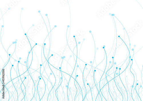 Blue wavy lines circuit board connection background. Abstract technology vector design