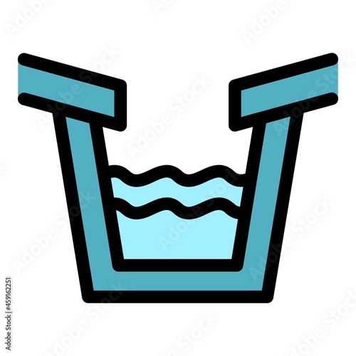 Trough gutter icon. Outline trough gutter vector icon color flat isolated