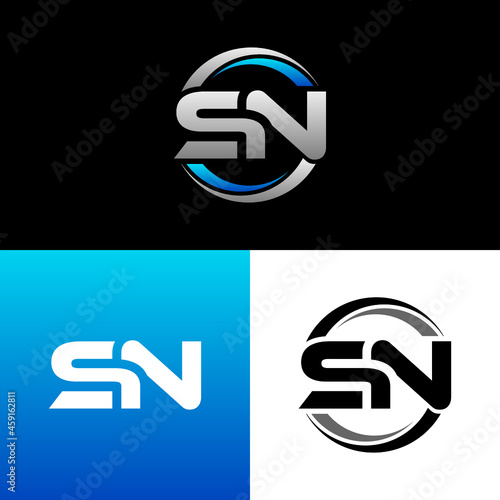 SN Letter Initial Logo Design Template Vector Illustration