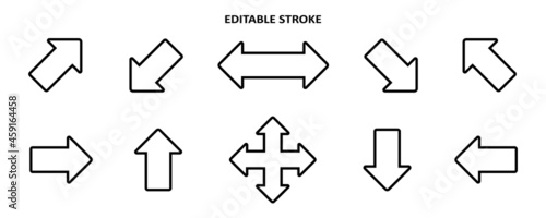 Set arrow icon. Collection different arrows sign of the right, left, up, down direction. Black vector abstract elements isolated on white background