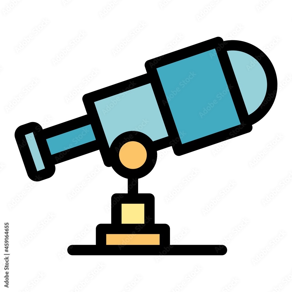 Device telescope icon. Outline device telescope vector icon color flat isolated Device telescope icon. Outline device telescope vector icon color flat isolated