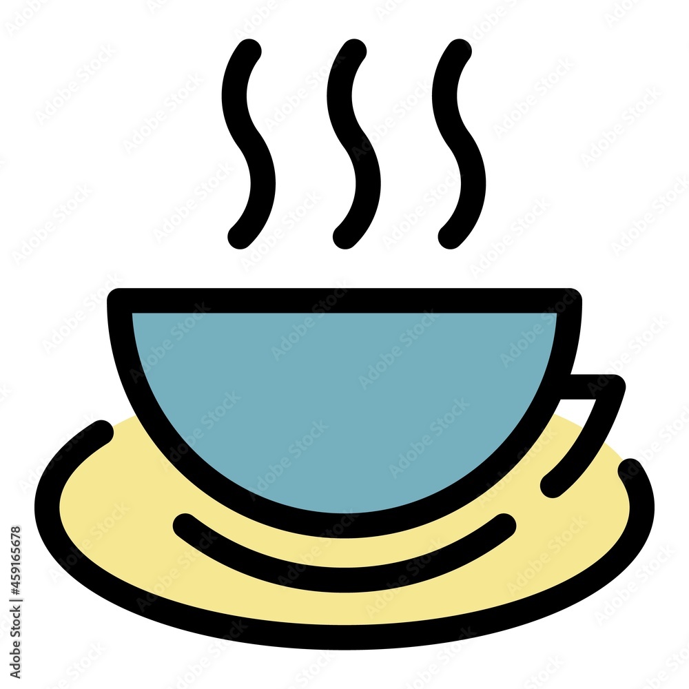 Breakfast tea cup icon. Outline breakfast tea cup vector icon color flat isolated Breakfast tea cup icon. Outline breakfast tea cup vector icon color flat isolated