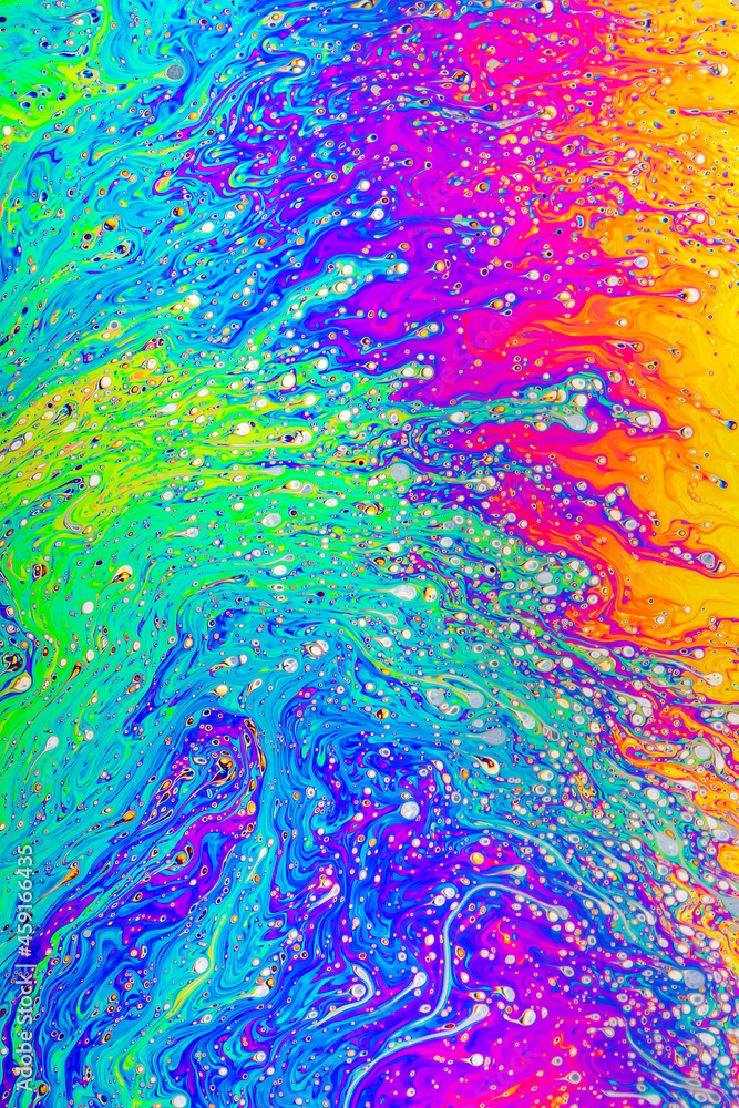 Close up on a soap bubble with abstract form and pattern for background