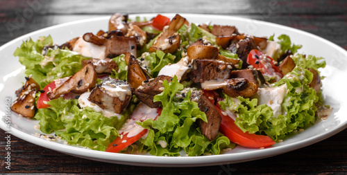 Delicious fresh beef salad for a festive table