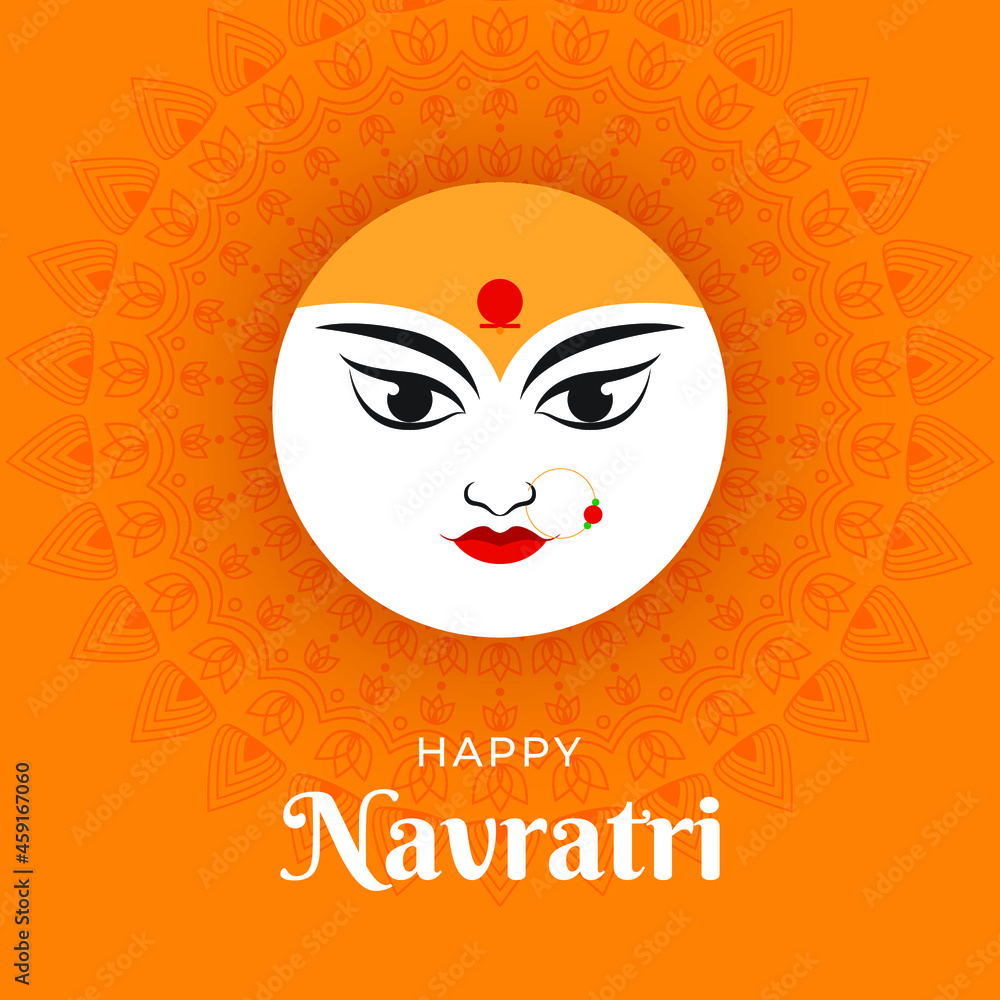 Happy Navratri wishes, concept art of Navratri, Creative Illustration of Goddess Durga Maa Face vector