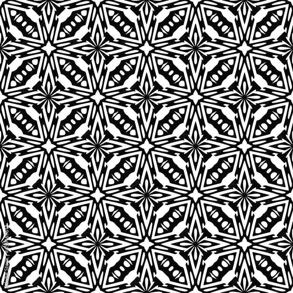 floral seamless pattern background.Geometric ornament for wallpapers and backgrounds. Black and white pattern.