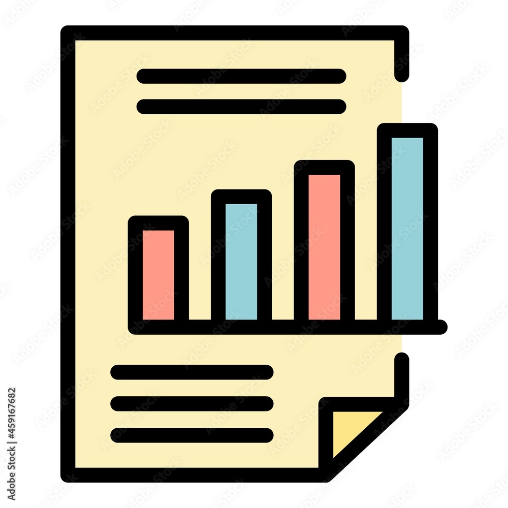 Graph chart report icon. Outline graph chart report vector icon color flat isolated Graph chart report icon. Outline graph chart report vector icon color flat isolated
