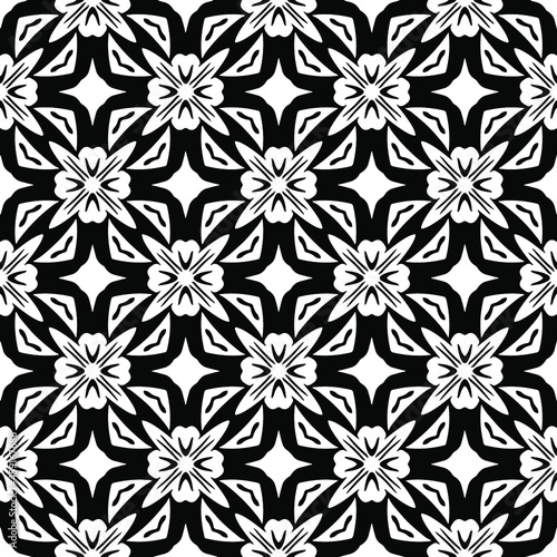 floral seamless pattern background.Geometric ornament for wallpapers and backgrounds. Black and white pattern.