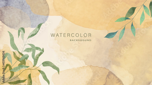 Luxury watercolor botanical background for invitations, social media, web banners