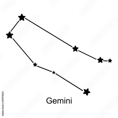 Constellation of zodiac sign Gemini on white background, vector illustration