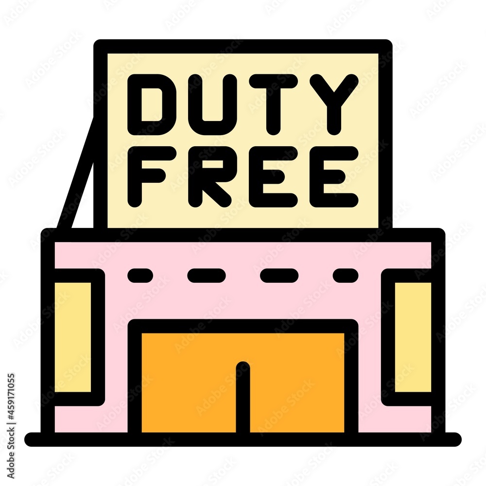 Duty free shop icon. Outline duty free shop vector icon color flat isolated Duty free shop icon. Outline duty free shop vector icon color flat isolated