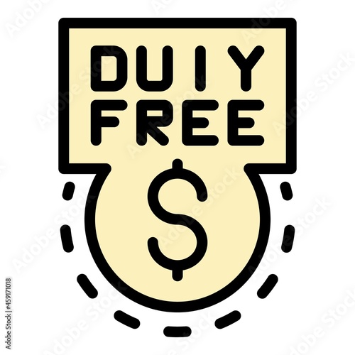 Duty free money icon. Outline duty free money vector icon color flat isolated