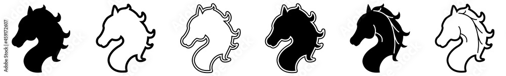 Fotografie, Obraz Horse Head Icon Horse Pony Set | Horses Icon Pony Heads Vector Illustration Logo