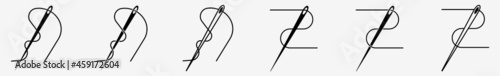 Sewing Needle Icon Sewing Needle Set | Sewing Needles Icon Sew Vector Illustration Logo | Sewing Needle-Icon Isolated Sewing Needle-Thread Collection