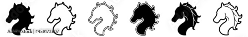 Horse Head Icon Horse Pony Set | Horses Icon Pony Heads Vector Illustration Logo | Horse-Icon Isolated Horsehead-Horse Collection
