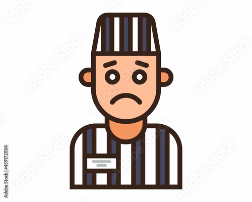 color icon of a prisoner in a striped uniform. Flat character vector illustration.