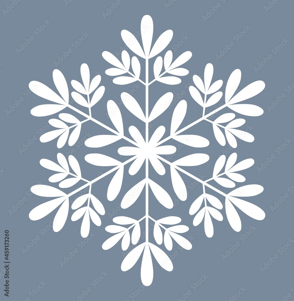 White snowflake icon texture silhouette drawing on blue background .Christmas.Snow.Winter Ornament.New Year.Frame.Plotter laser cutting.Paper cut. DIY. Holidays.Frost.T shirt Print design.Decal