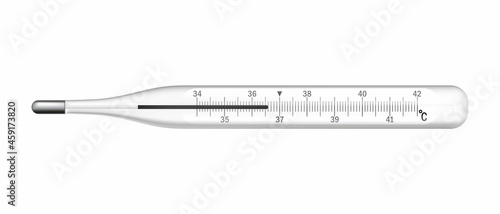 Realistic mercury thermometer isolated on white background. Vector illustration.