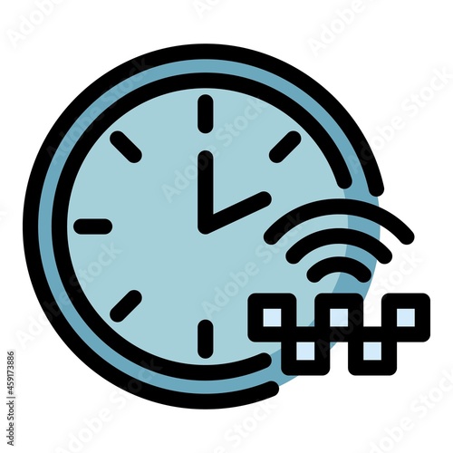 Time carsharing icon. Outline time carsharing vector icon color flat isolated