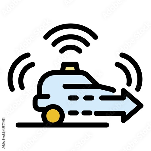 Driverless car icon. Outline driverless car vector icon color flat isolated