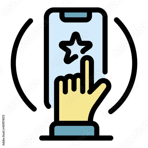 Smartphone carsharing location icon. Outline smartphone carsharing location vector icon color flat isolated