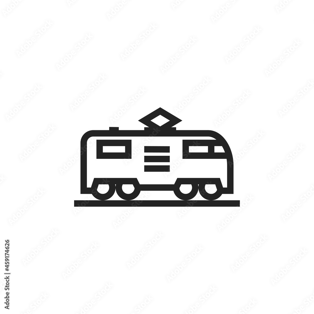 Electric locomotive line icon. train and railway transport symbol. isolated vector image